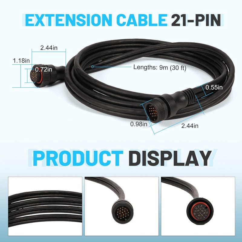Dilomber 30 Feet (9 m) Transducer Extension Cable 21-Pin, Compatible with Panoptix LiveScope System, LVS32 LVS34 LVS62XR Transducer, Extend The Cable Length, 010-12855-00 - Image 2